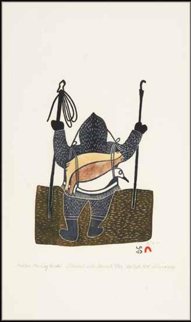 Pitseolak Ashoona (1904-1983) - Hunter Carrying Birds