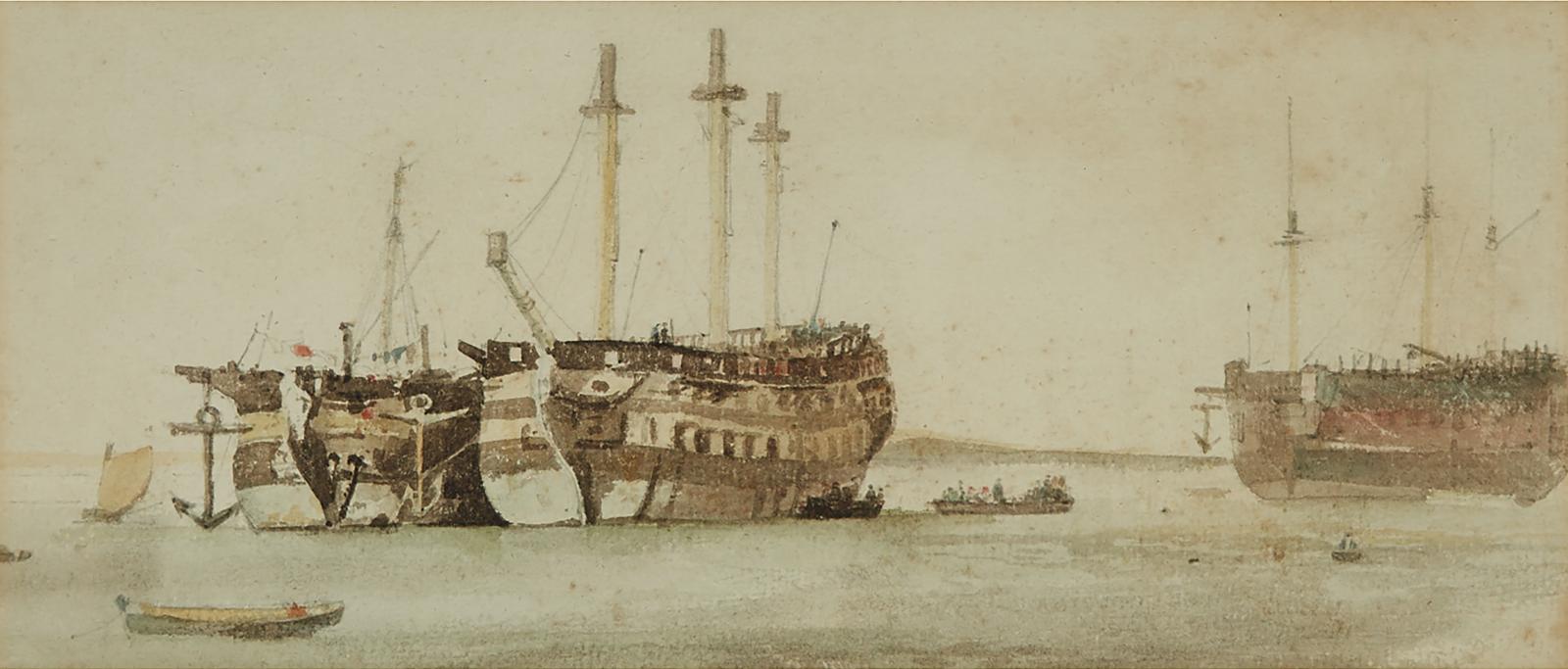 Samuel Prout (1783-1853) - Study Of Hulks At Anchor, Prior To 1819