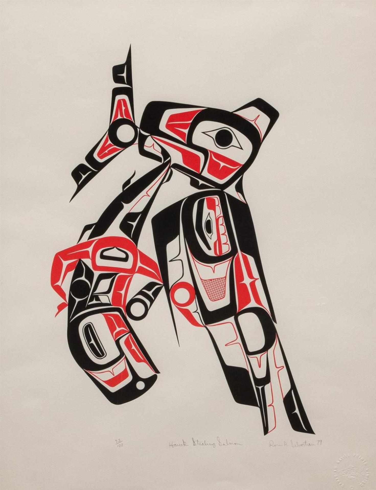 Ron A. Sebastian (1945) - Hawk Stealing Salmon