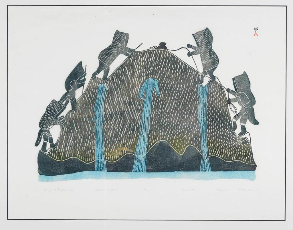 Pitseolak Ashoona (1904-1983) - Hurry To The Top Of The Hill