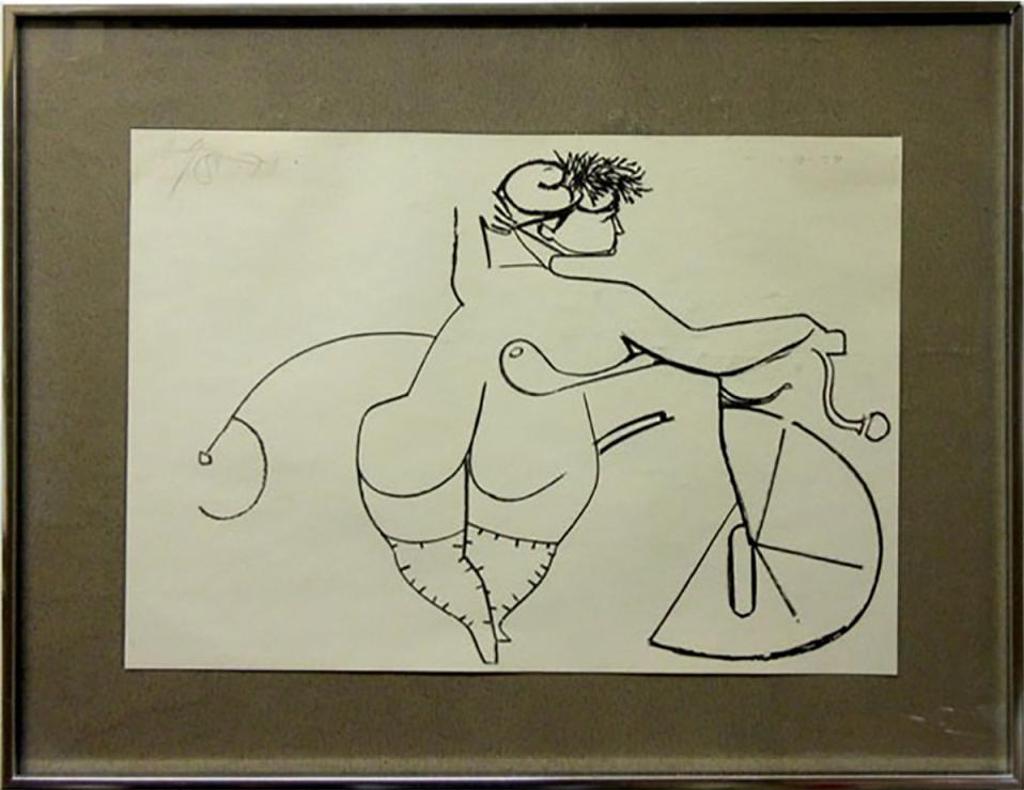 Harold Barling Town (1924-1990) - Girl With Bicycle (From French Postcard Series)