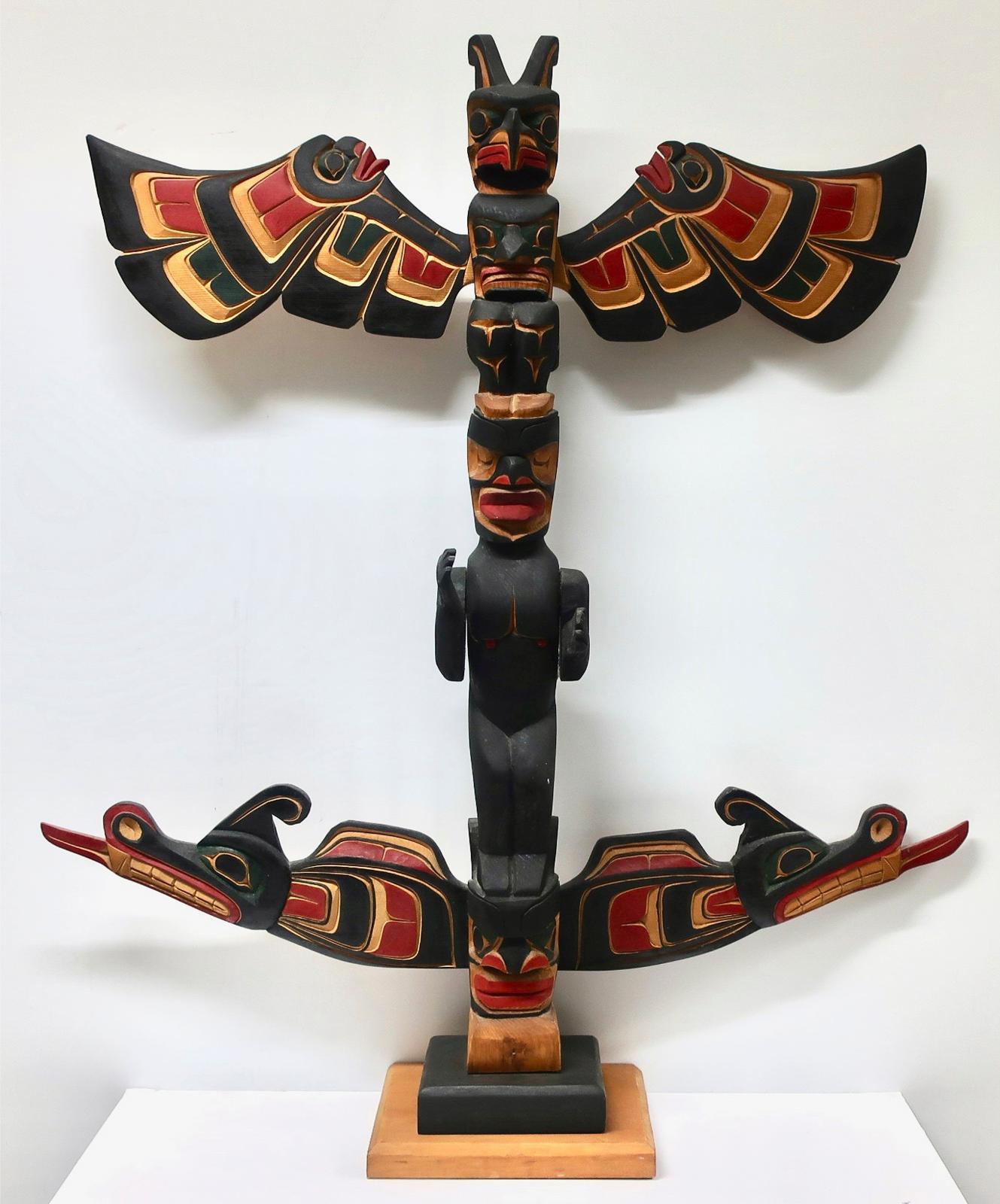 Jackson Robertson (1956) - Totem (Thunderbird-Wild Woman-Sisuitl-Bookwas (Wild Man)
