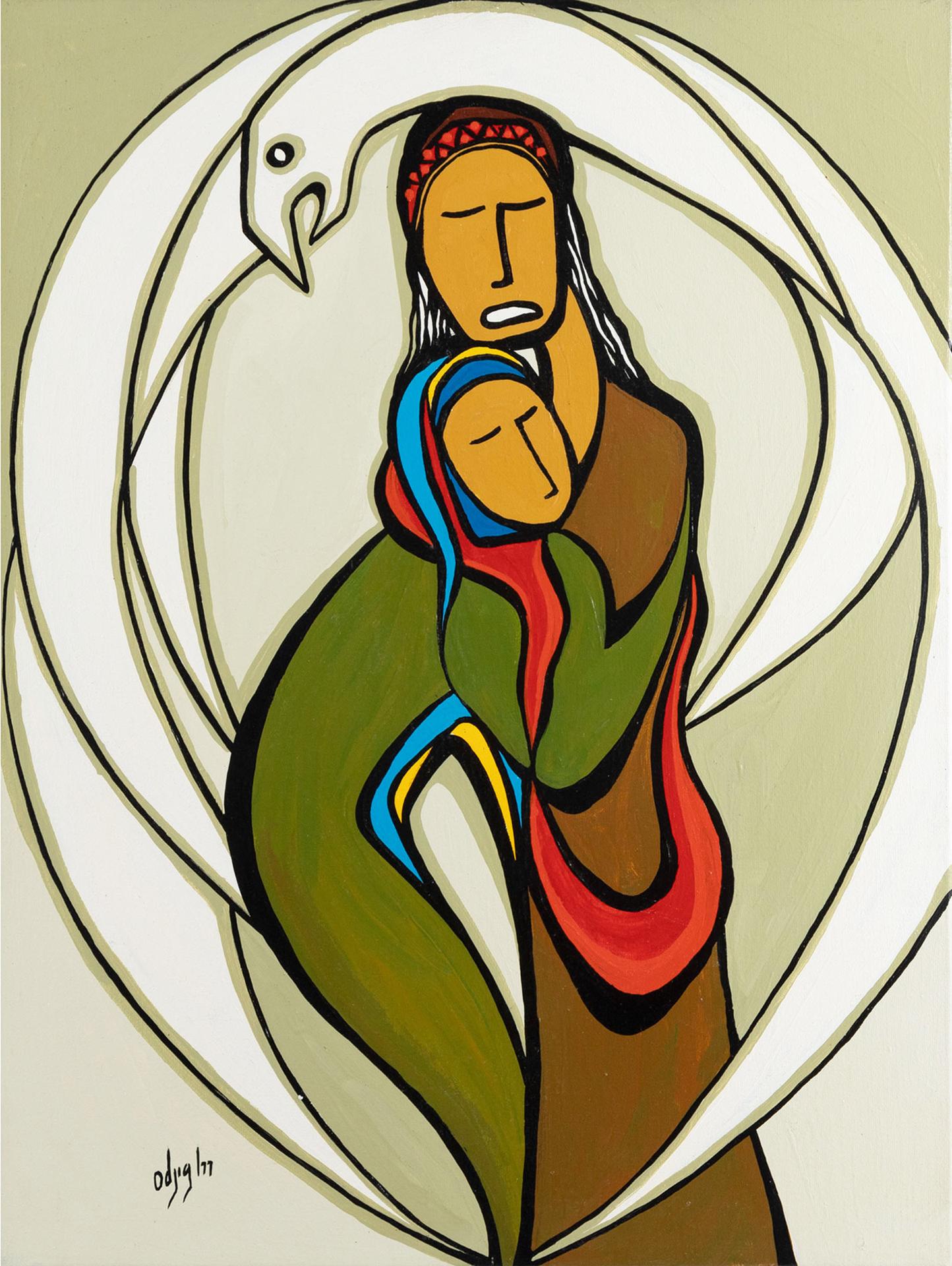 Daphne Odjig (1919-2016) - He Comforts Her, 1977