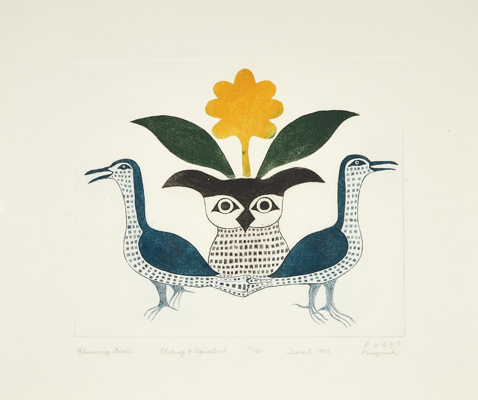 Kenojuak Ashevak (1927-2013) - Flowering Birds