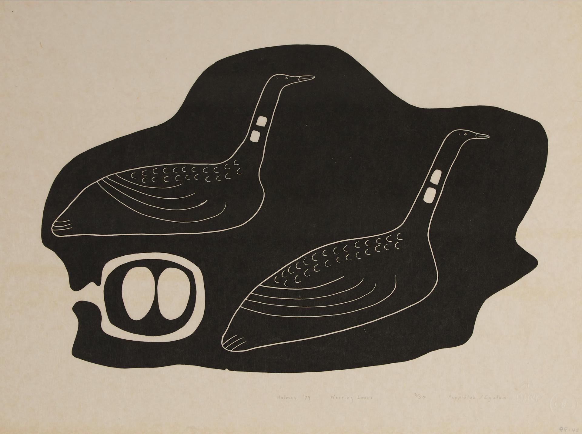 Flossie Pappidluk (1916-1994) - Nesting Loons