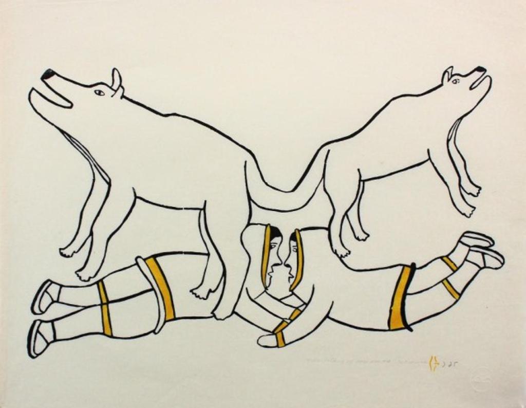 Simon Tookoome (1934-2010) - Linocut and stencil, 3/50