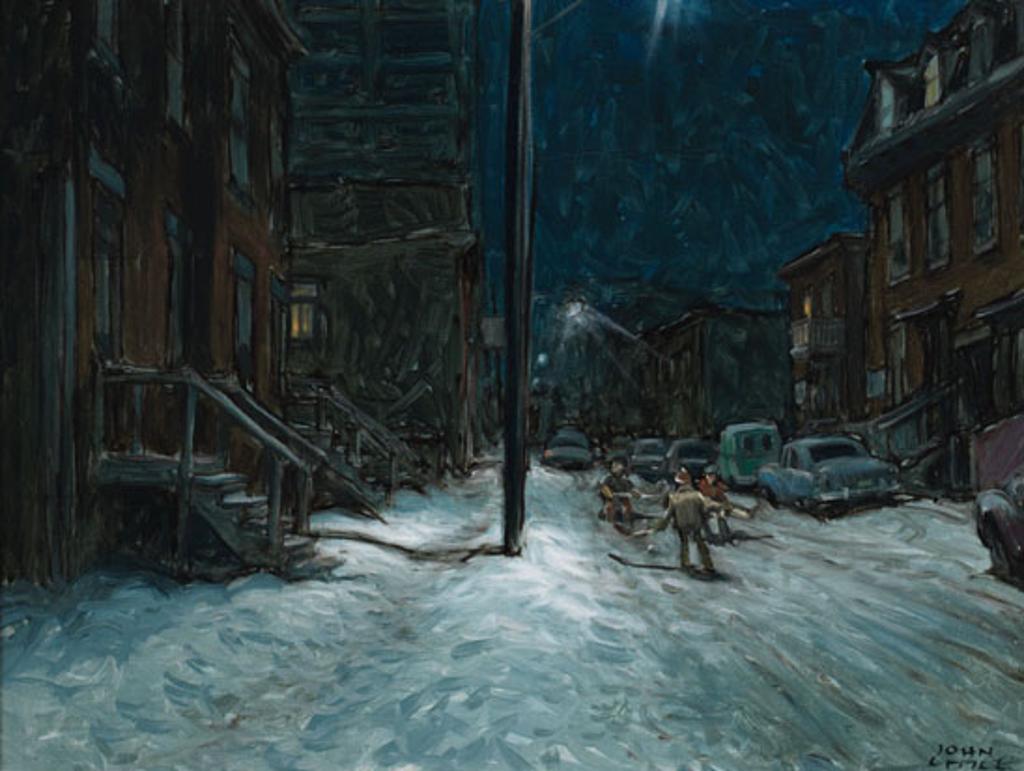 John Geoffrey Caruthers Little (1928-2024) - Long Ago, Winter Night, Rue St. Dominique, Montreal