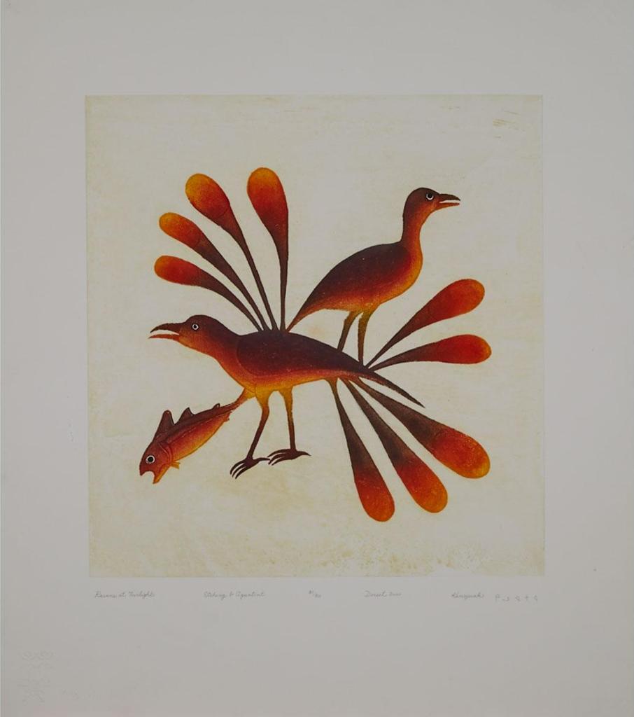 Kenojuak Ashevak (1927-2013) - Ravens At Twilight