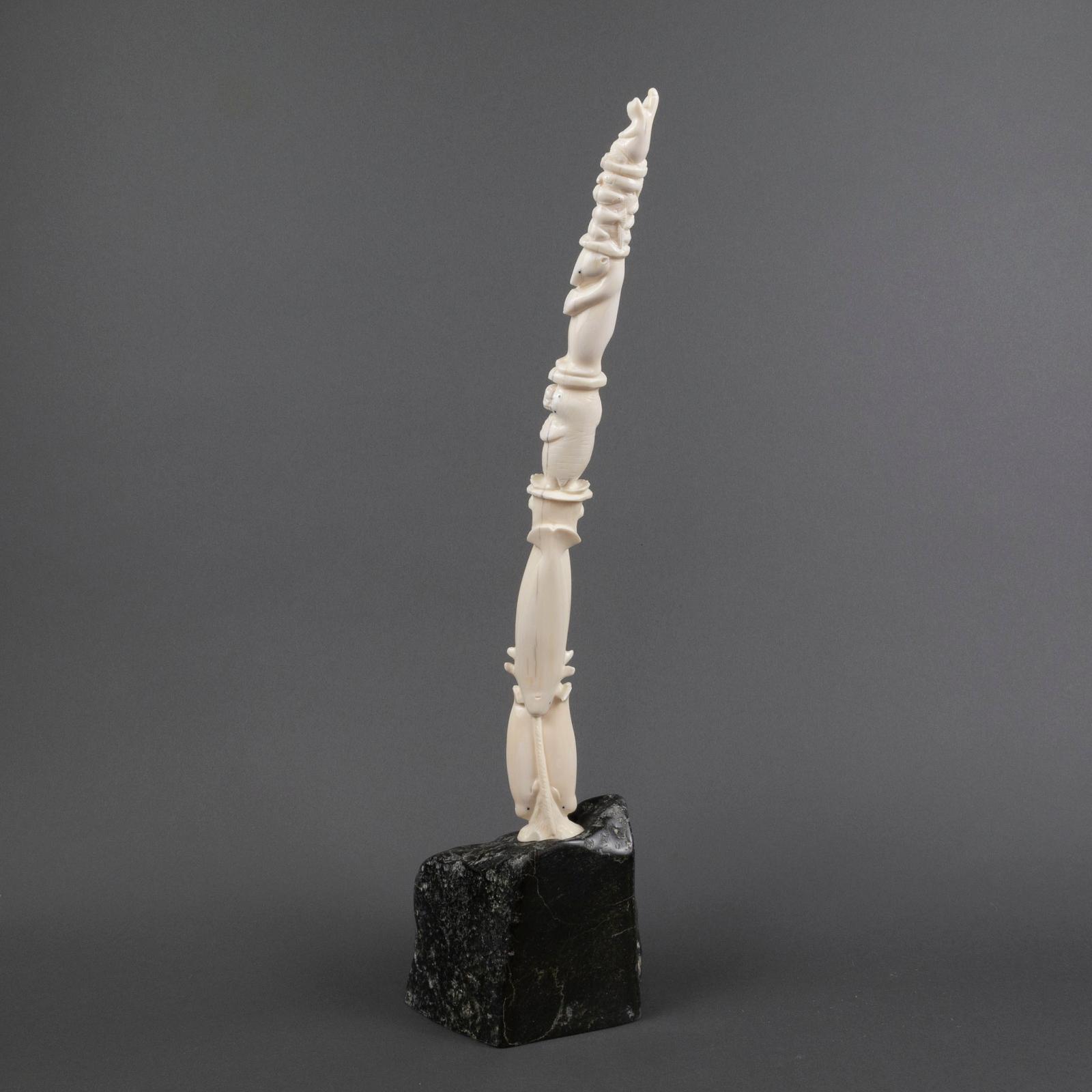 Ron Taylor (1967-2011) - Ivory Totem On Stone Base