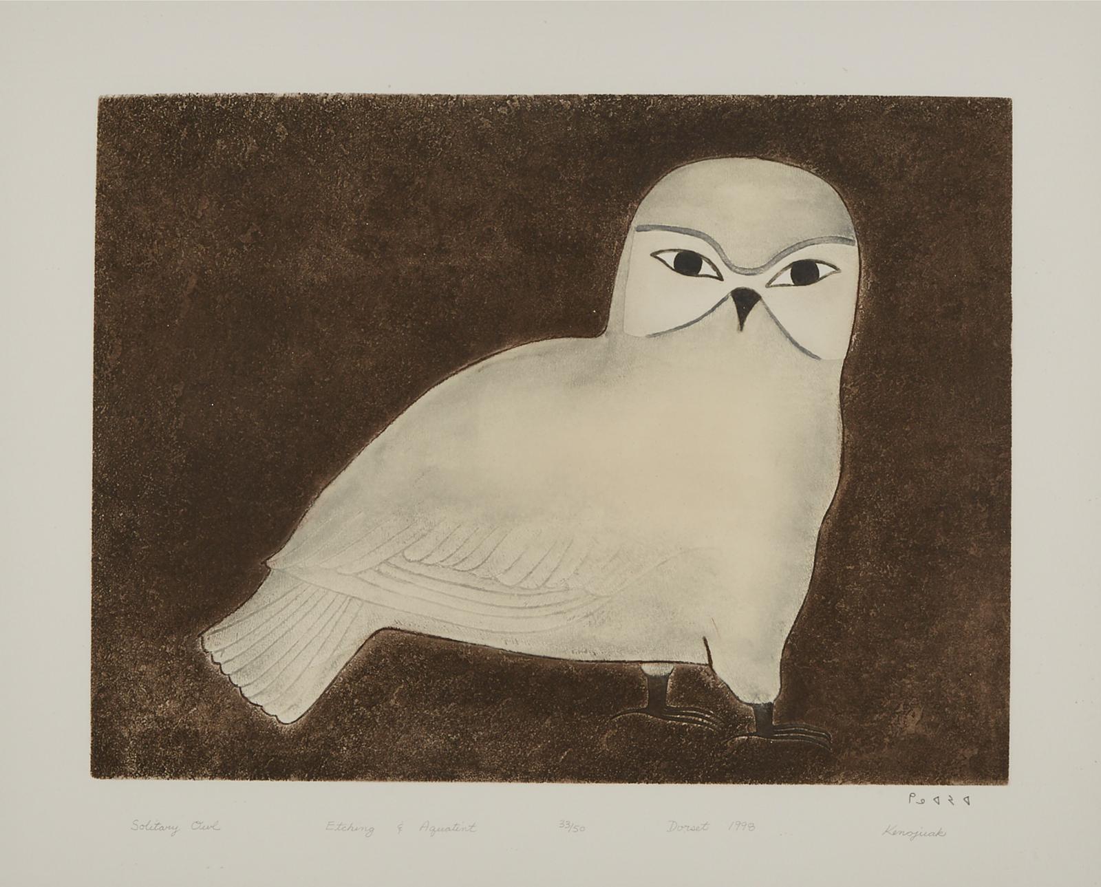Kenojuak Ashevak (1927-2013) - Solitary Owl