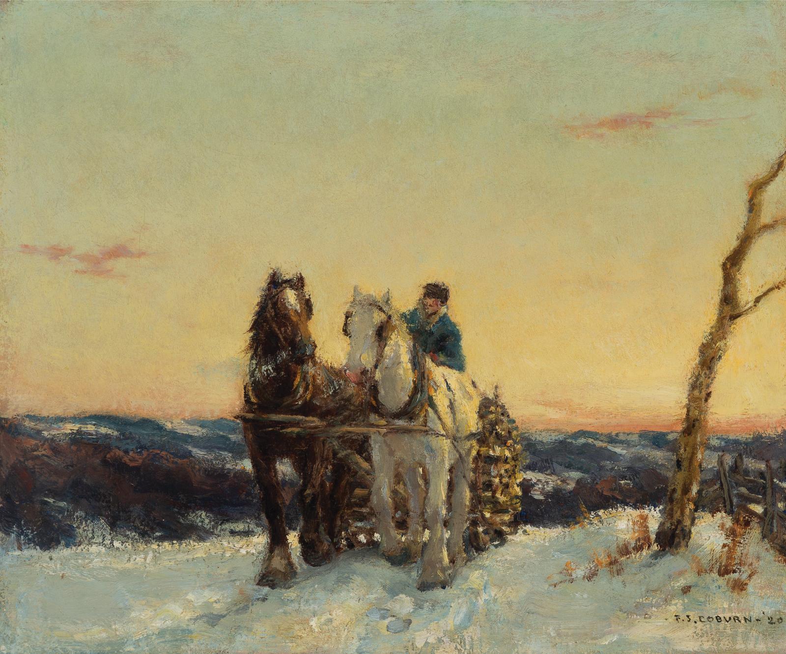 Frederick Simpson Coburn (1871-1960) - Hauling Logs, Winter, 1920