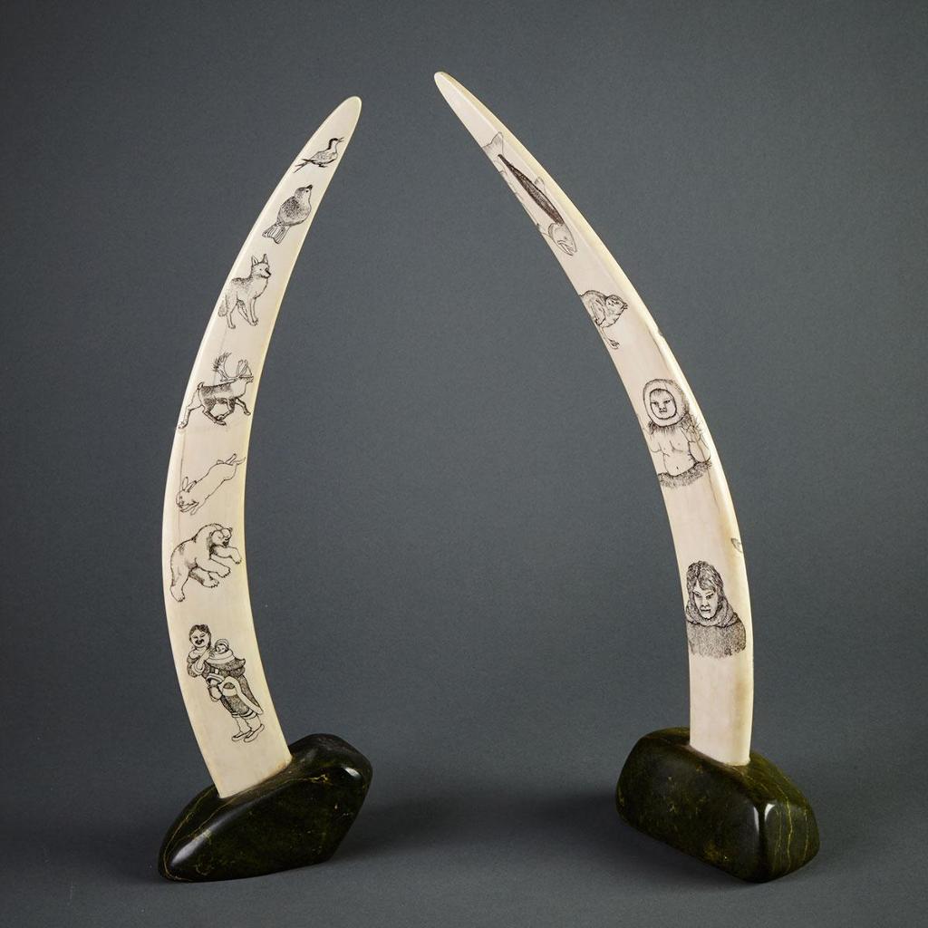 Henry Evaluardjuk (1923-2007) - Two Etched Tusks