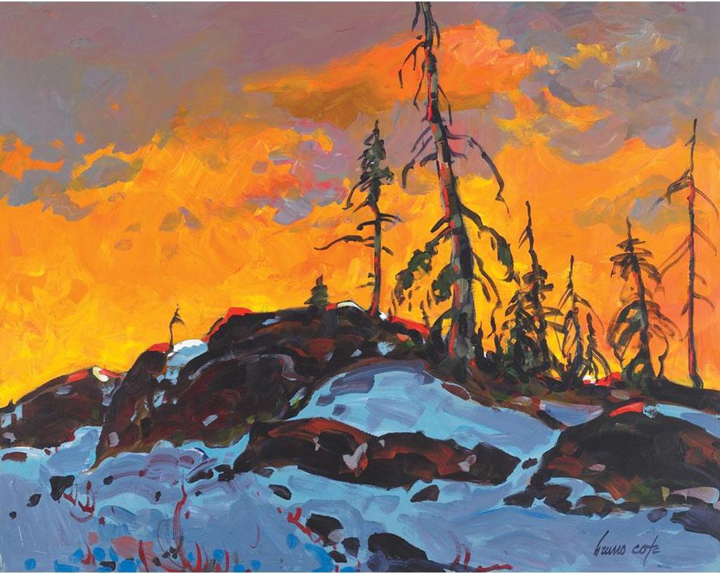 Bruno Cote (1940-2010) - Soleil Couchant Sur La Taiga