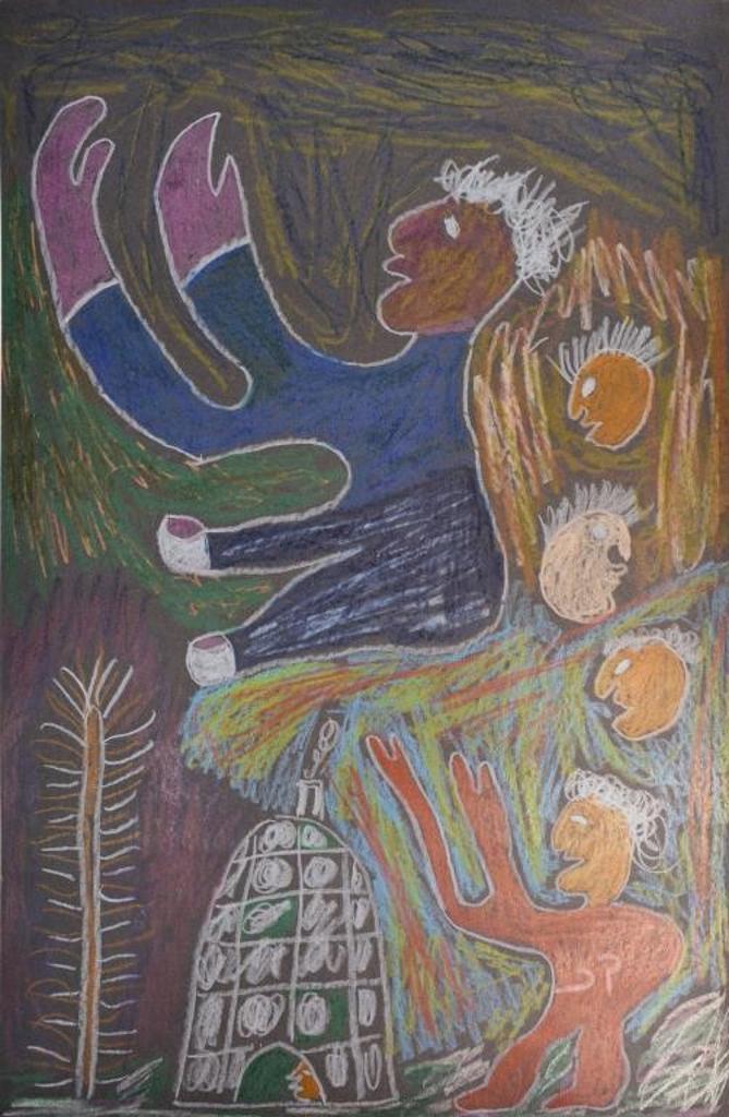 Lucy Tasseor Tutsweetok (1934-2012) - Untitled (Figures, Faces and Igloo) c. 2008-10