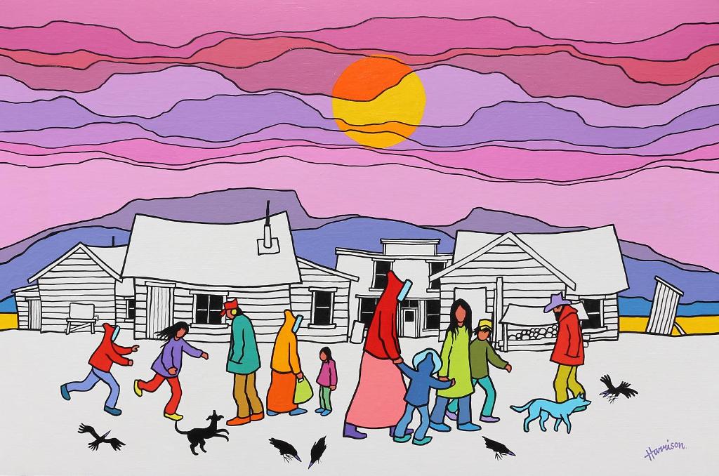 Ted Harrison (1926-2015) - Village Wanderers; 1981