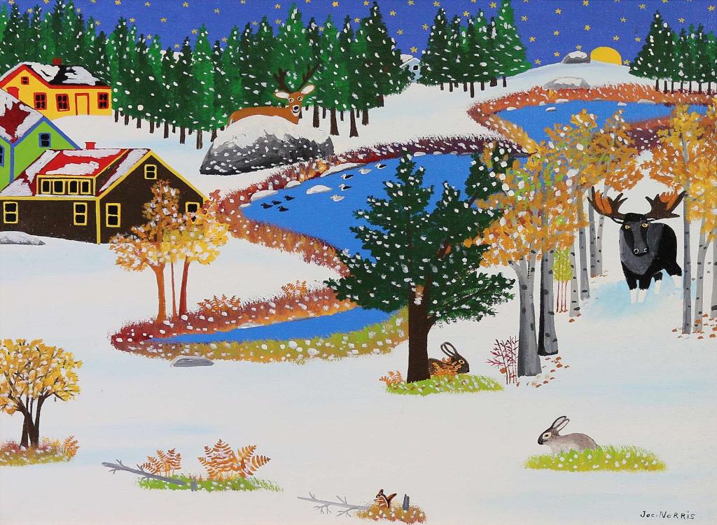 Joe Norris (1925-1996) - Wildlife Under Winter Starlight