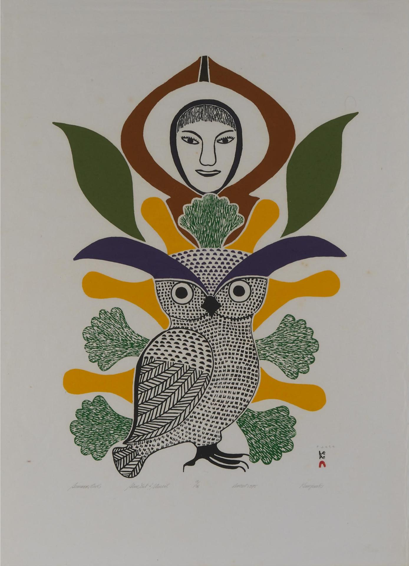 Kenojuak Ashevak (1927-2013) - Summer Owl