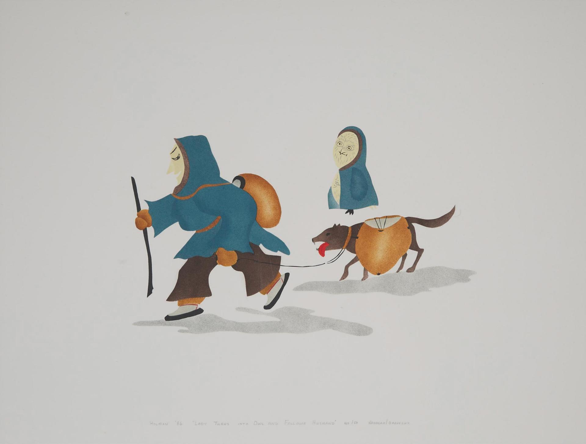 Agnes Nanogak (1925-2001) - Lady Turns Into Owl And Follows Husband