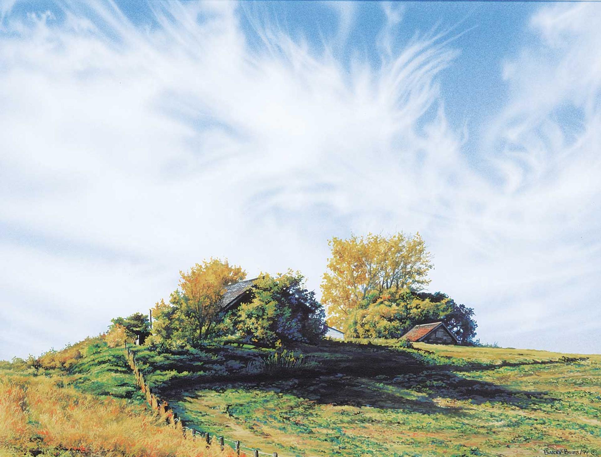 Barry Butts - Untitled - Hidden Barn on Hill
