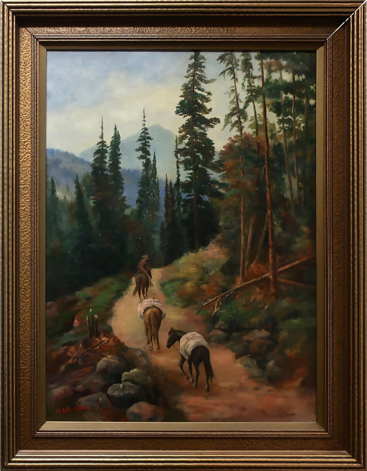 William Johnstone (1868-1928) - Untitled (Rider And Horses On A Mountain Path)