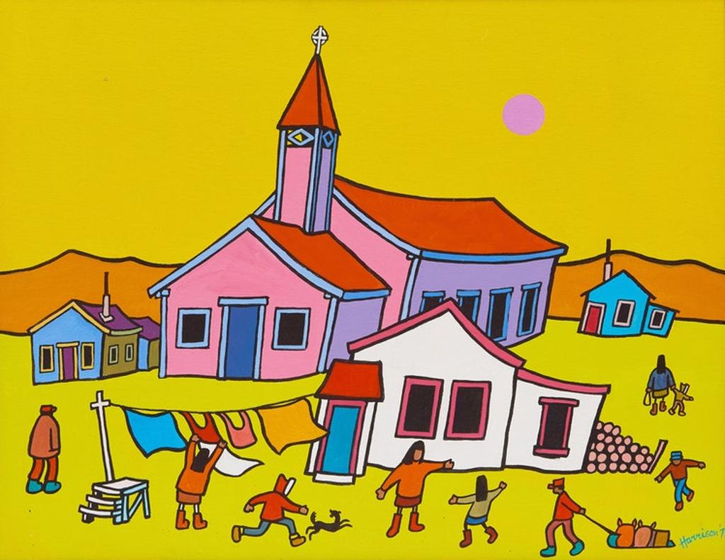 Ted Harrison (1926-2015) - Old Crow Church - Yukon