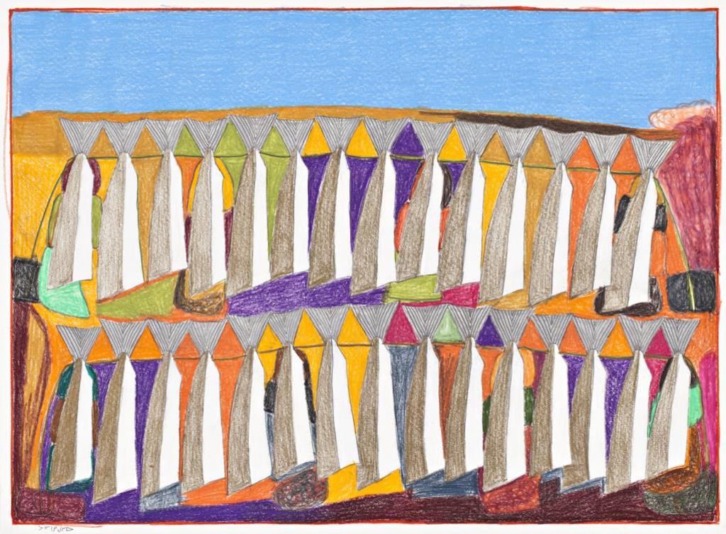 Janet Kigusiuq (1926-2005) - Pipsiit (Drying Fish), C. 2003