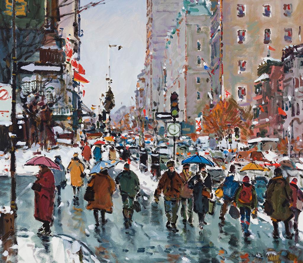 Serge Brunoni (1938-2020) - Parade de Parapluies, Montréal, Rue Sherbrooke Ouest