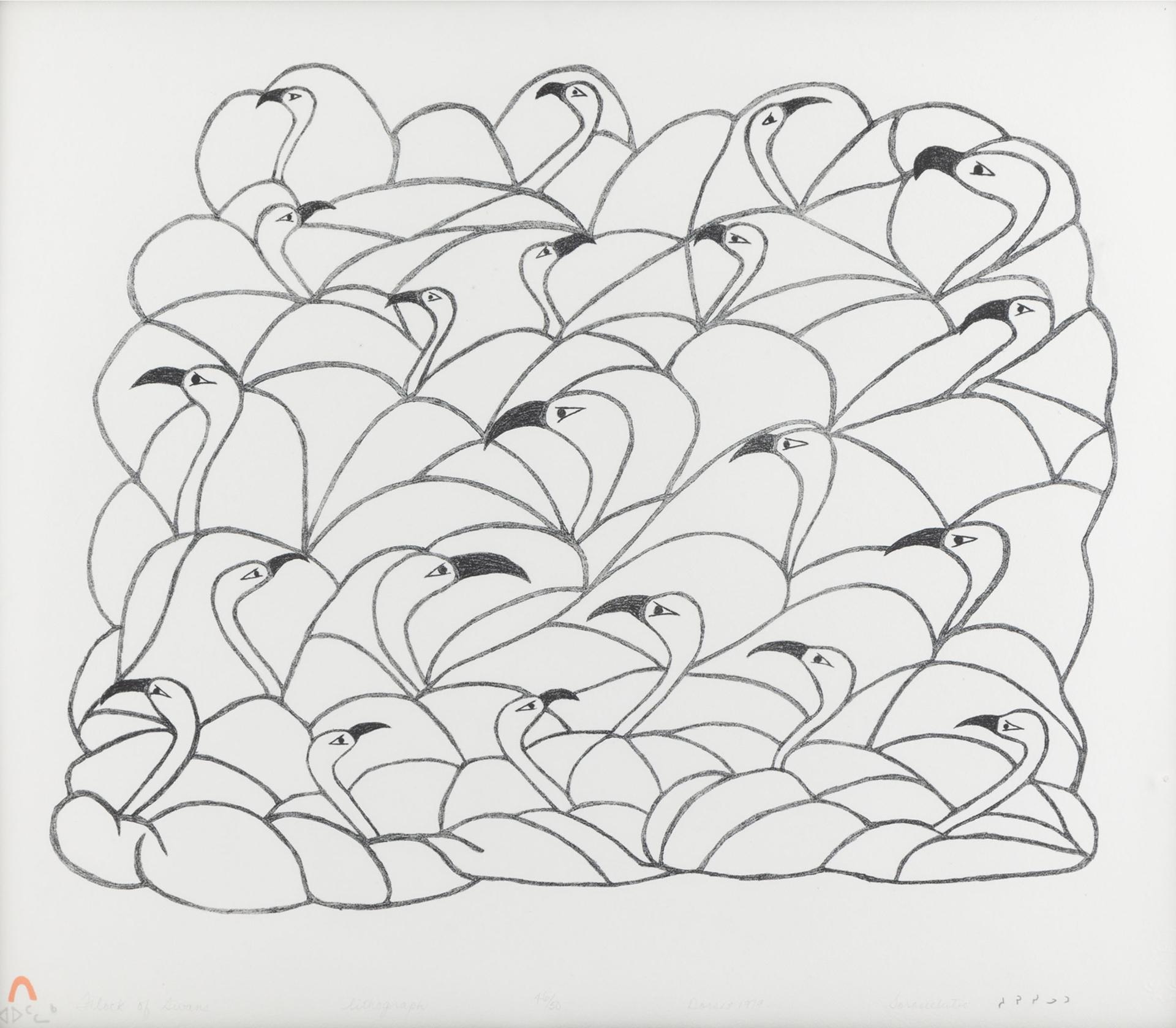 Sorosiluto Ashoona (1941) - Flock Of Swans, 1979