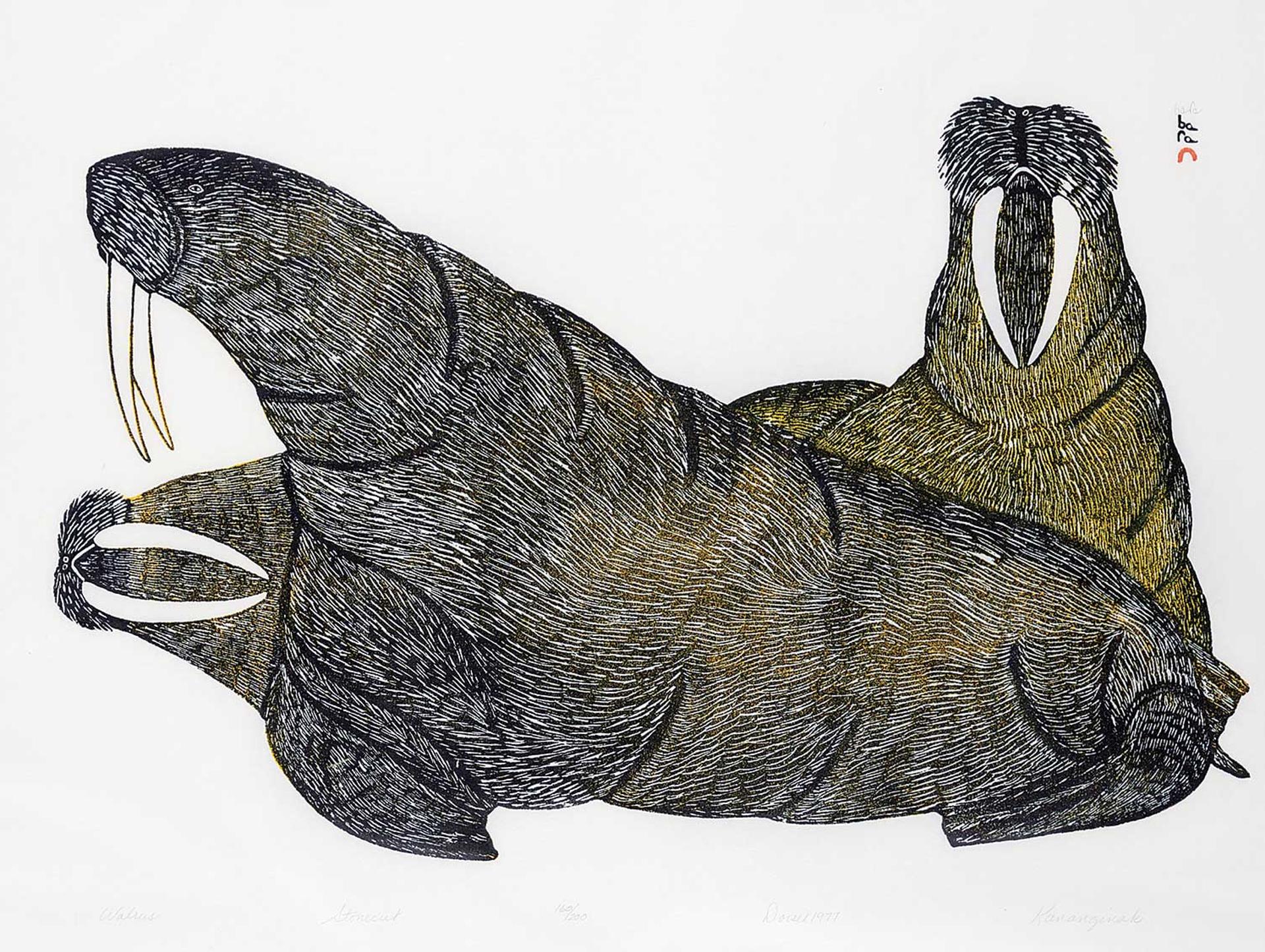 Kananginak Pootoogook (1935-2010) - Walrus #160/200