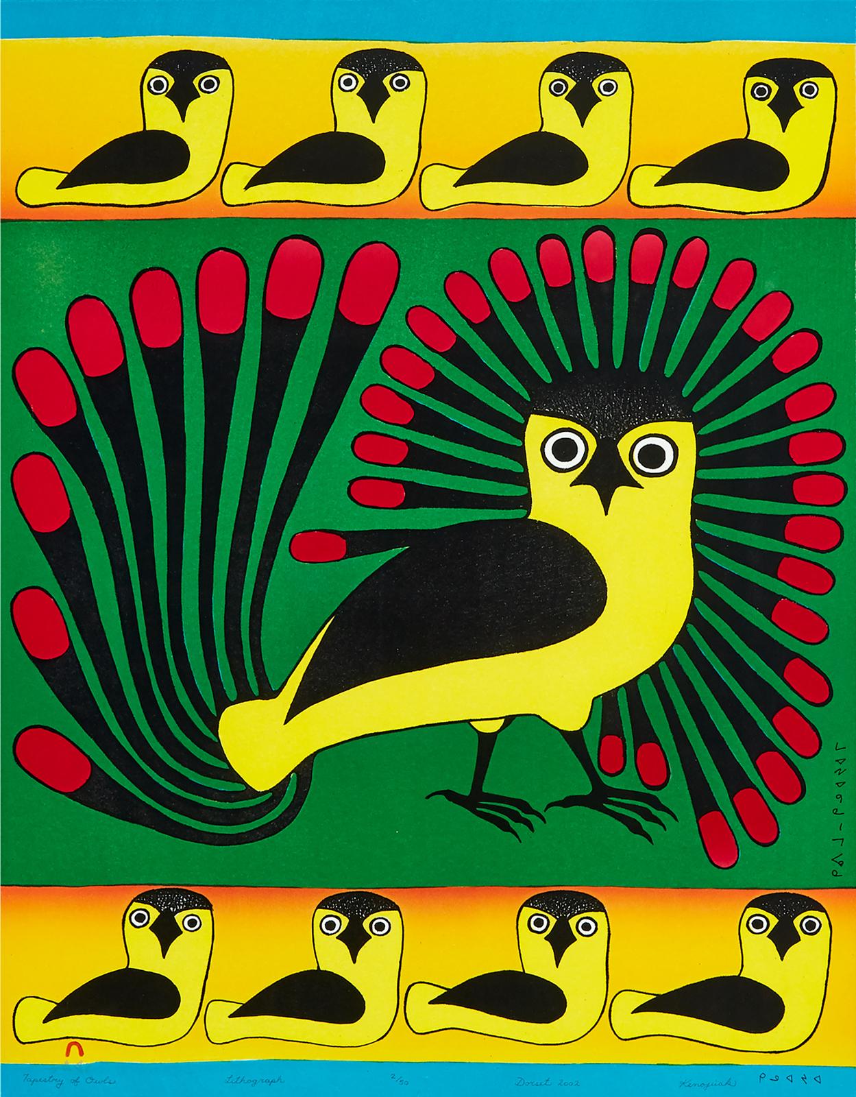 Kenojuak Ashevak (1927-2013) - Tapestry Of Owls