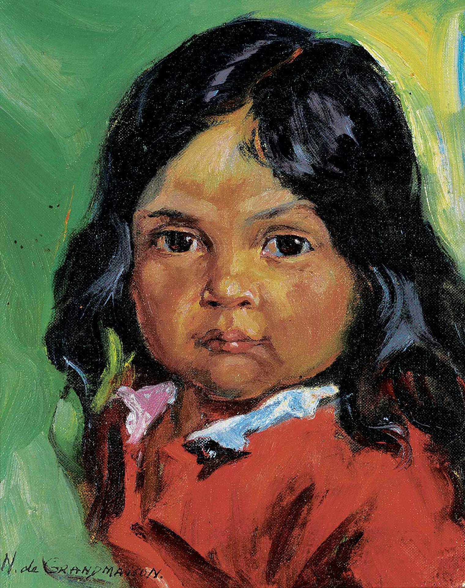 Nicholas (Nickola) de Grandmaison (1892-1978) - Untitled - Portrait of a Young Girl in Red Blouse
