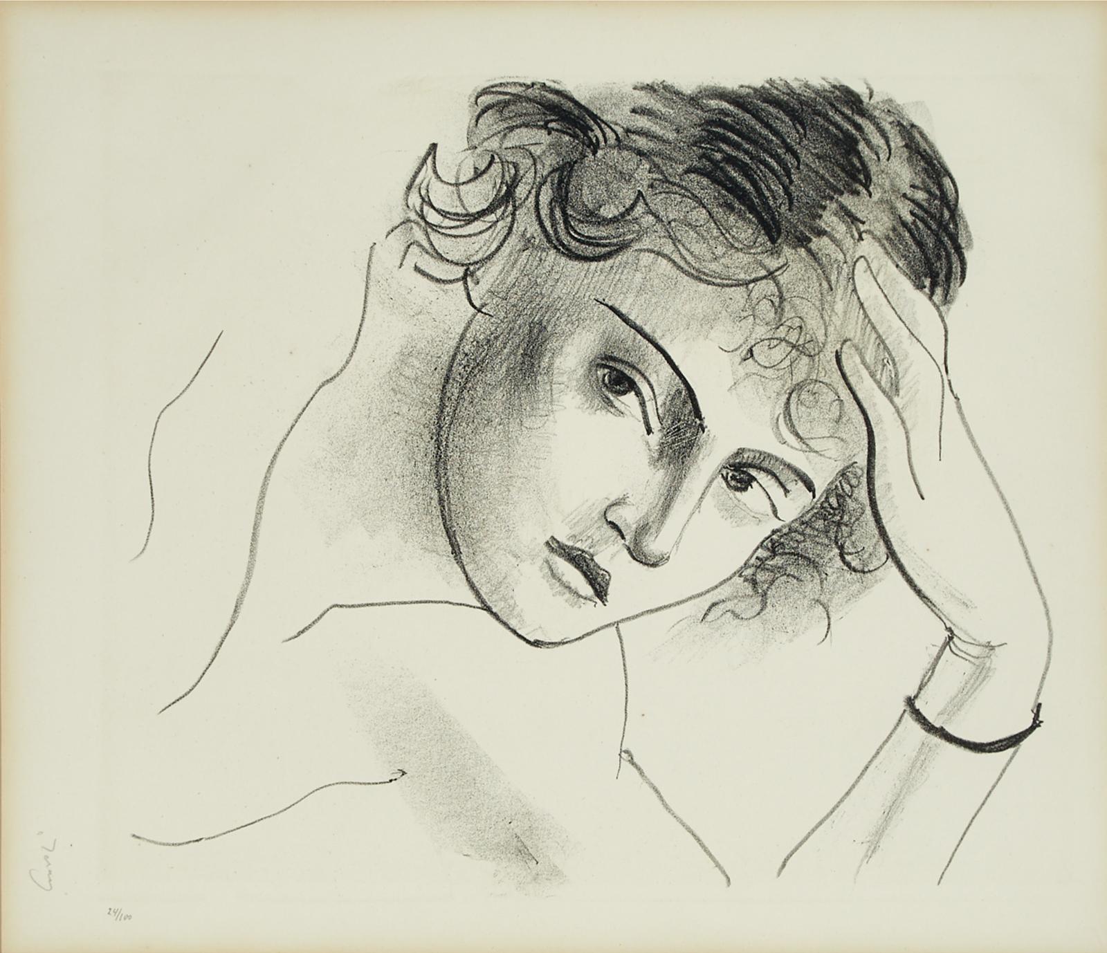 André Derain (1880-1954) - Visage De Femme Appuyee Sur Sa Main (Woman Resting Her Head On Her Hand), From