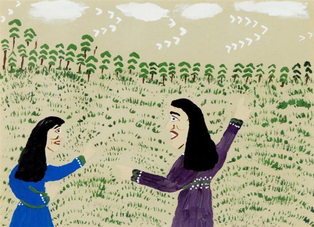 Hazel Wilson (1941-2016) - Untitled - Two Women in Grassy Field