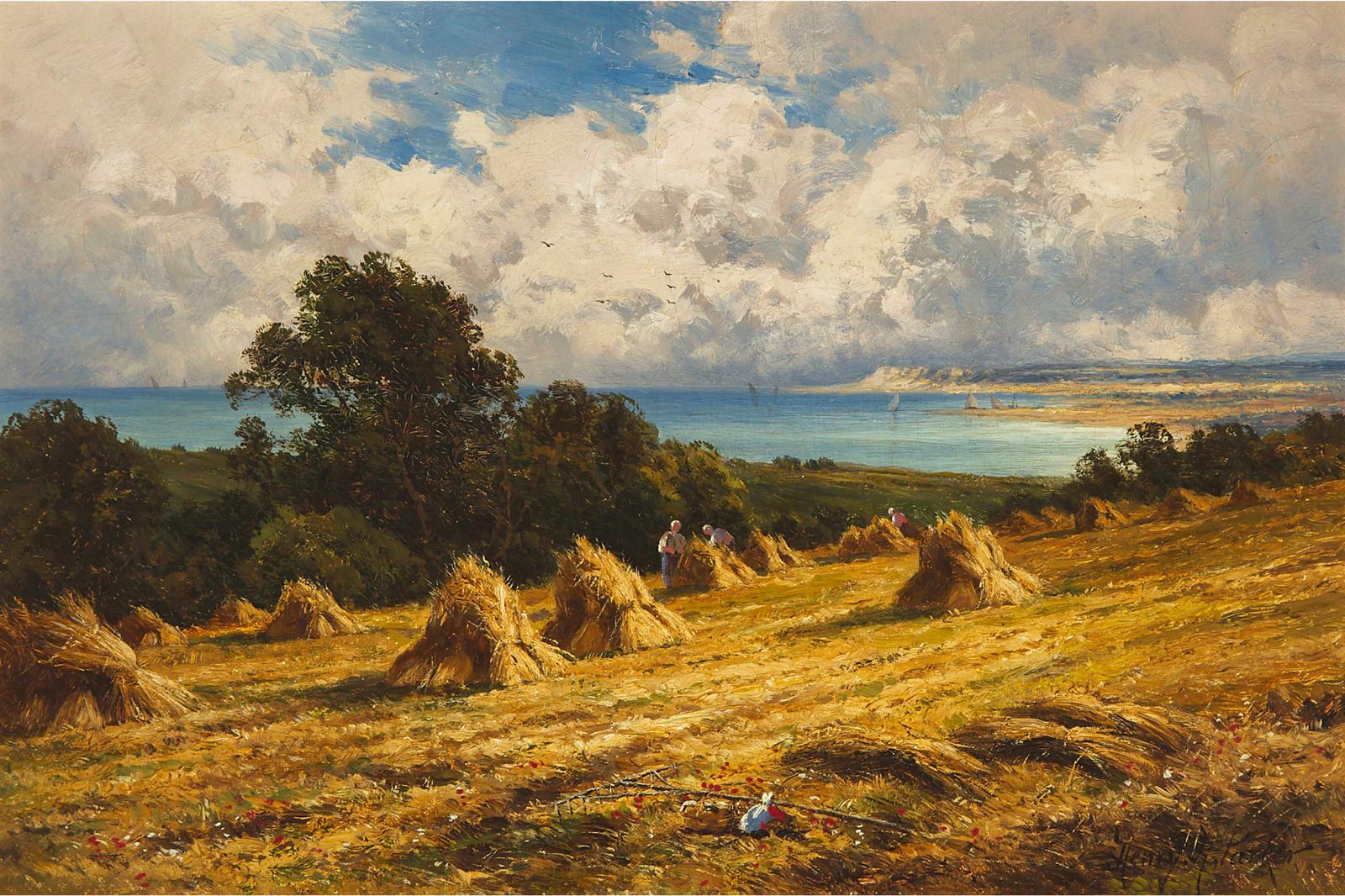 Henry Hillingford Parker (1858-1930) - Harvesting, Eastbourne, Sussex