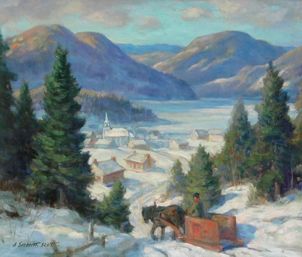 Adam Sherriff Scott (1887-1980) - Winter Landscape With Horse And Sled; 1961