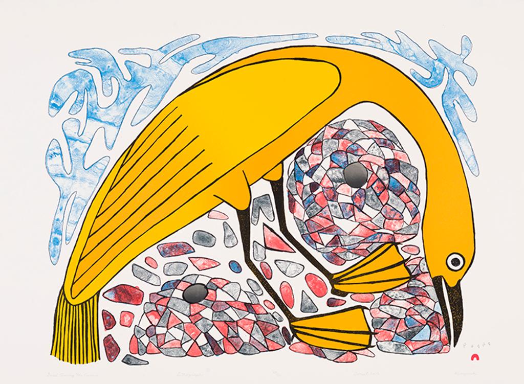 Kenojuak Ashevak (1927-2013) - Bird Among the Cairnes