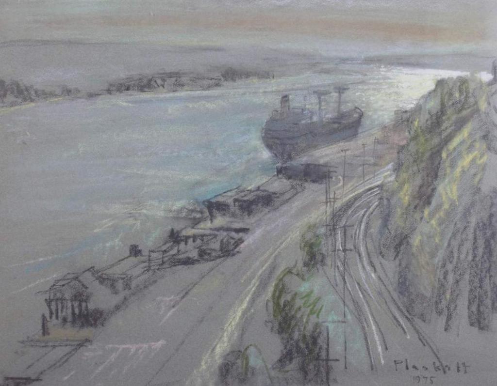 Joseph (Joe) Francis Plaskett (1918-2014) - Boat at dock - New Westminster