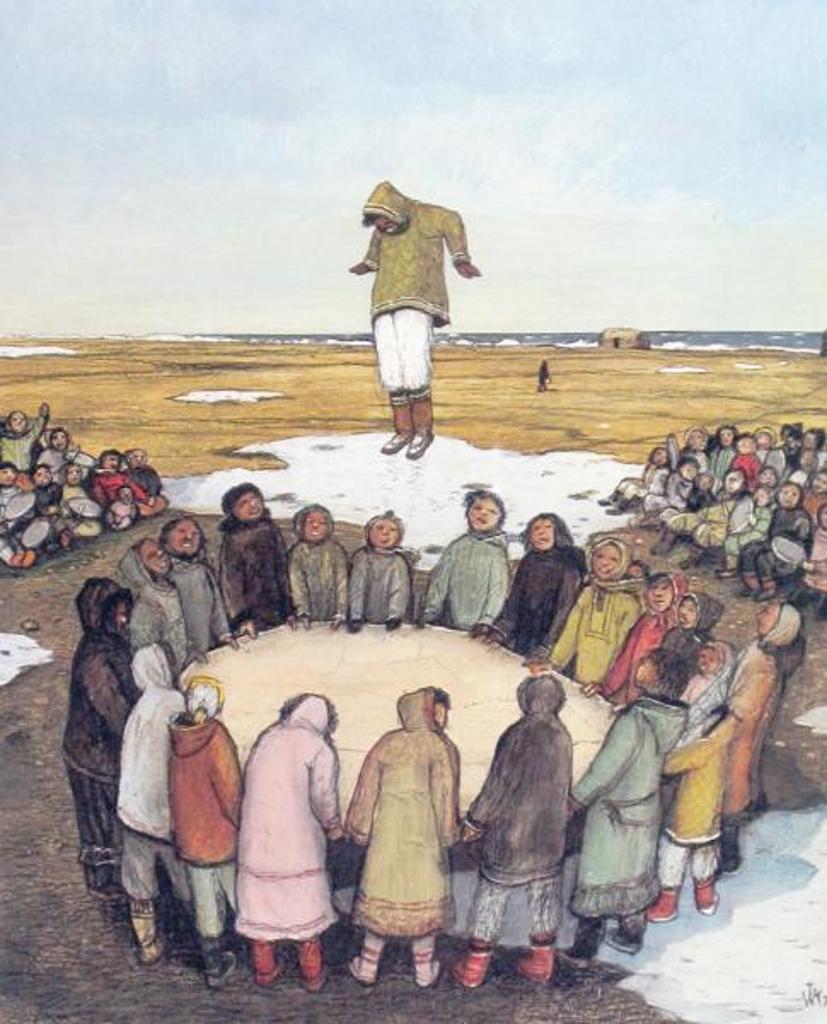 William Kurelek (1927-1977) - Sky Tossing At Alaska Whaling Celebrations; 1975