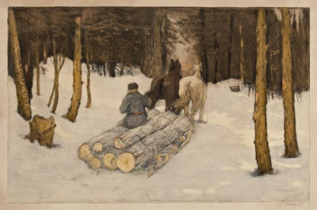 Frederick Simpson Coburn (1871-1960) - Hauling Cordwood