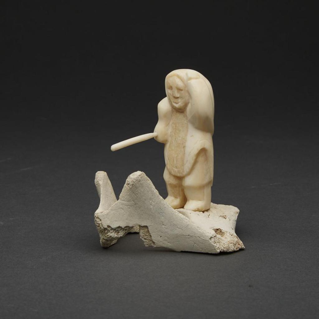 Emily Pangnerk Illuitok (1943-2012) - Woman Jigging Cod Over Ice Hole