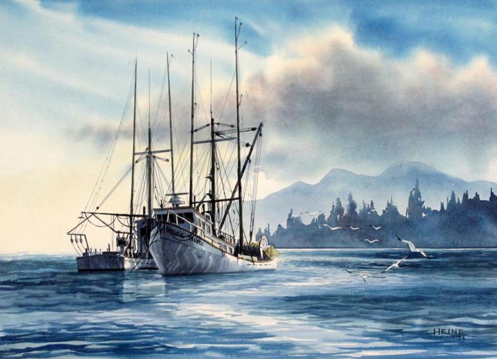 Harry Heine (1924-2004) - Trollers Anchored Near Metchosin; 1974