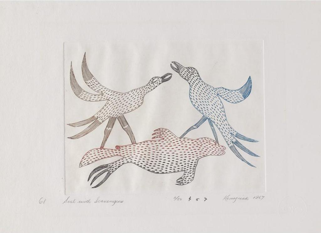 Kenojuak Ashevak (1927-2013) - Seal With Scavengers