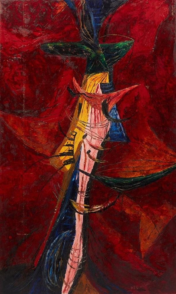 William John Bertram Newcombe (1907-1969) - Abstract Form on Red
