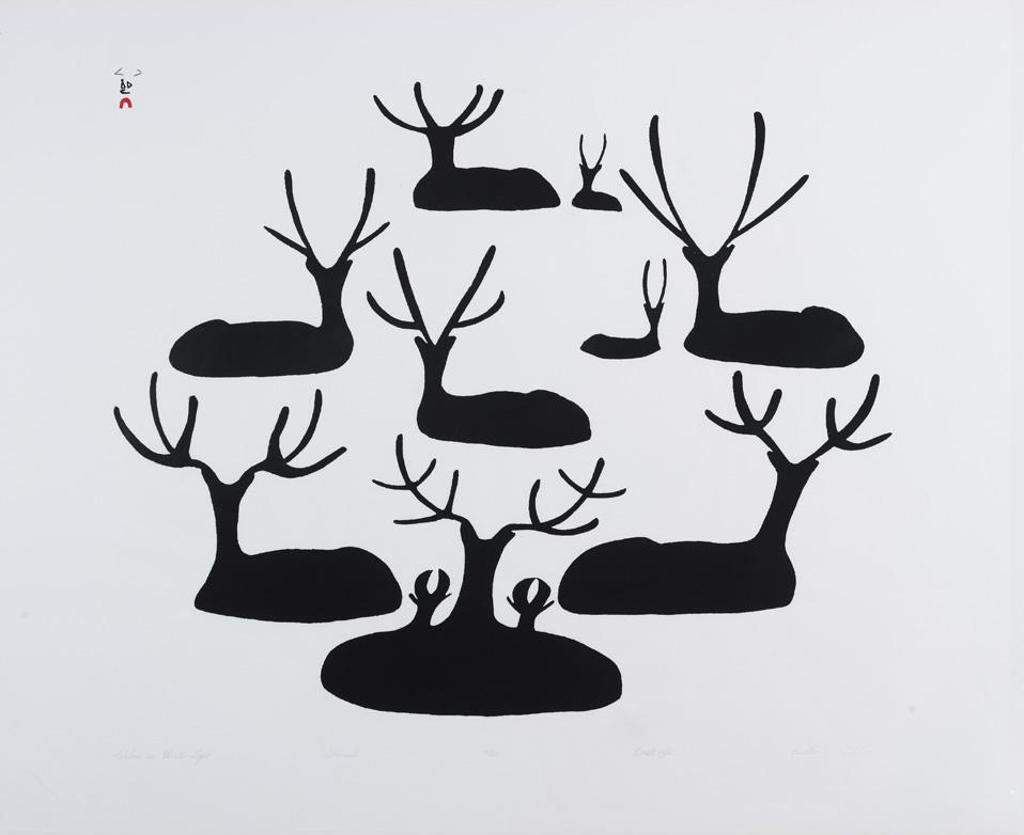 Pudlo Pudlat (1916-1992) - Caribou In Winter Light