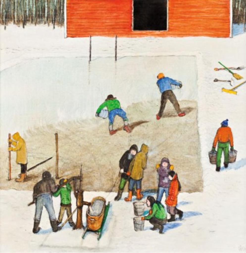 William Kurelek (1927-1977) - Rinkmaking In Manitoba