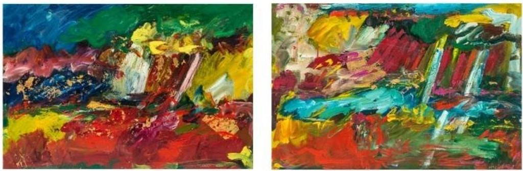 Bara Mcgivern (1945) - Two abstract acrylic on paper