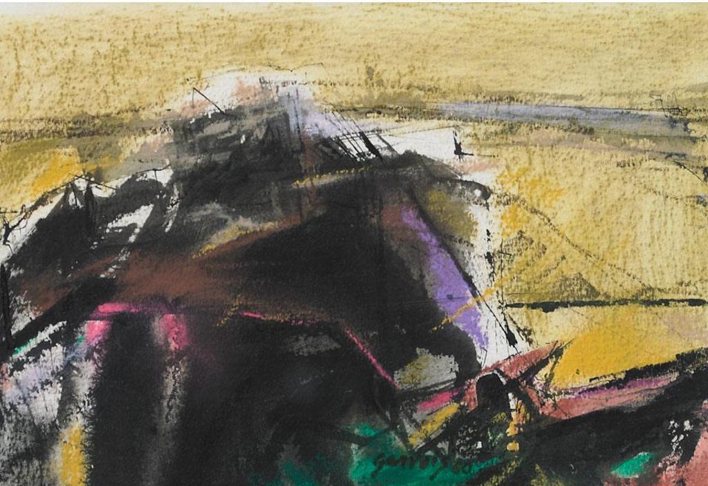 Lise Gervais (1933-1998) - Composition En Noir, Mauve