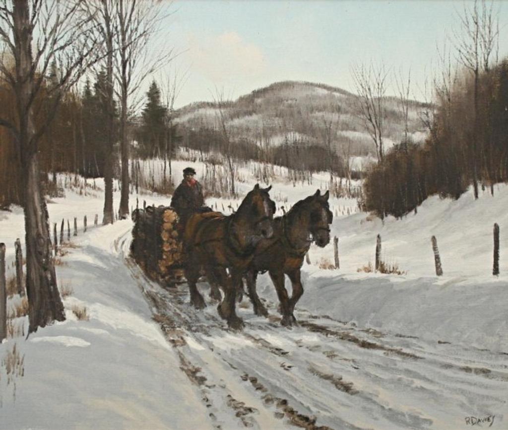 Ronald (Ron) Davies (1932-1982) - Logging Team at Work in Winter