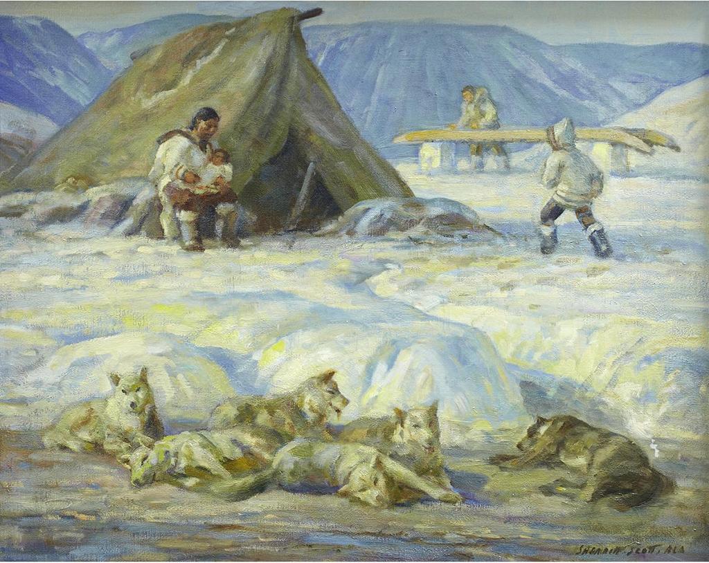 Adam Sherriff Scott (1887-1980) - Inuit Encampment, Baffin Island
