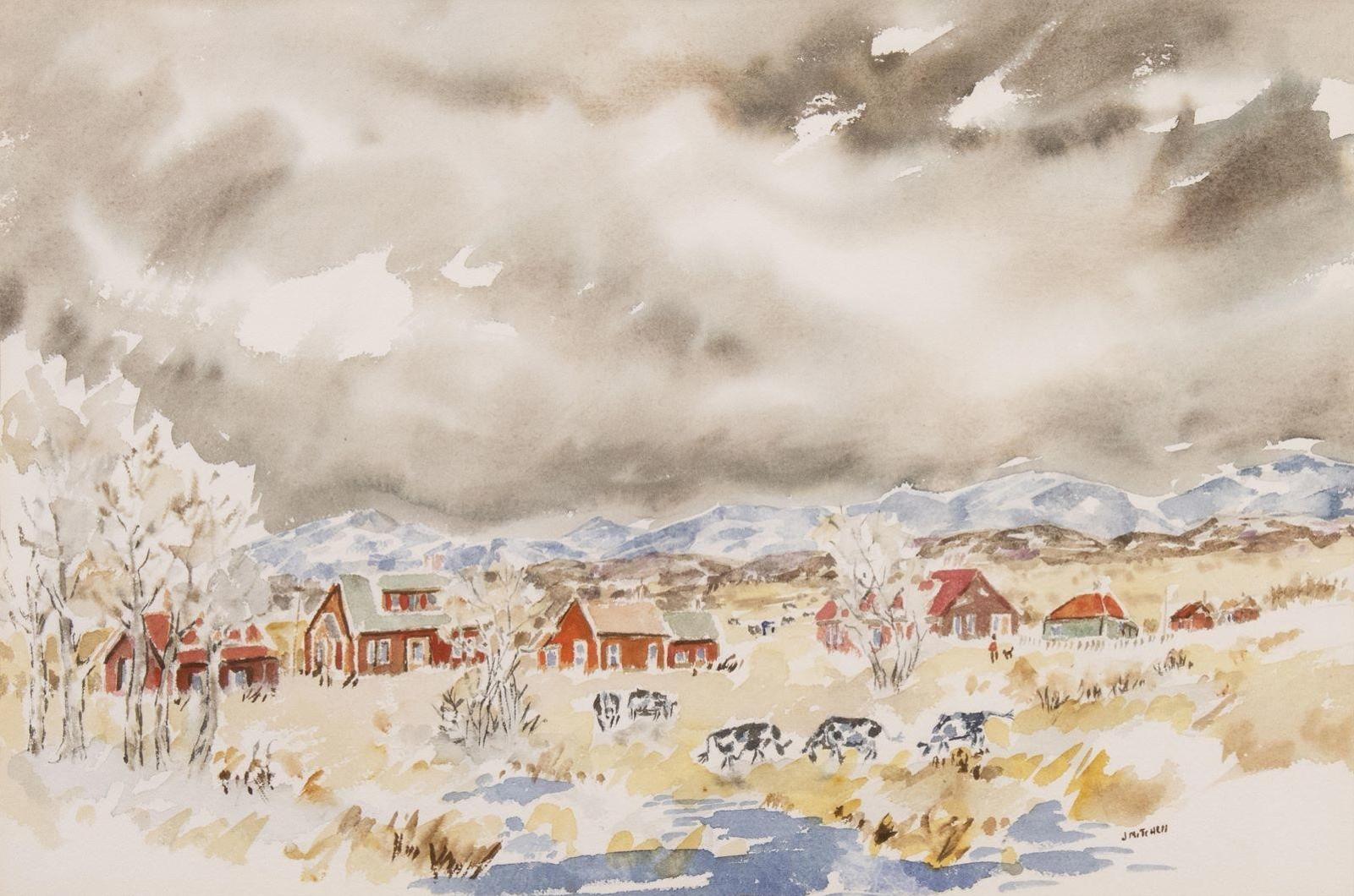 Janet Mitchell (1915-1998) - Farm In The Foothills